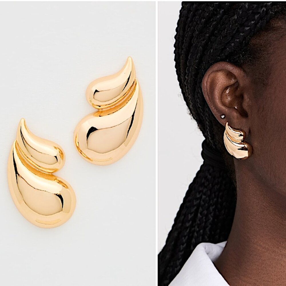NEW~ Anthropologie Adina Eden Graduated Teardrop Stud Gold Earring